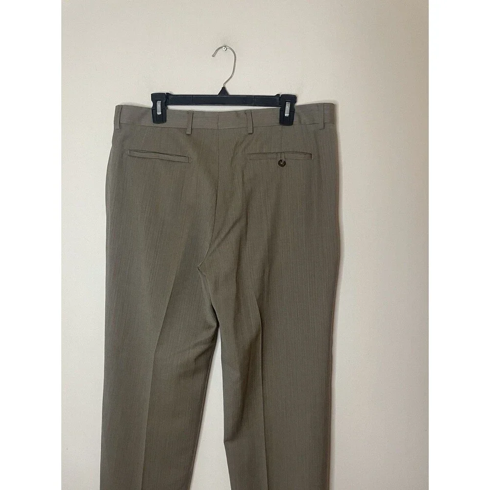 Banana Republic Wool Men’s Dress Pants Taupe Herringbone Pattern Size 34x30